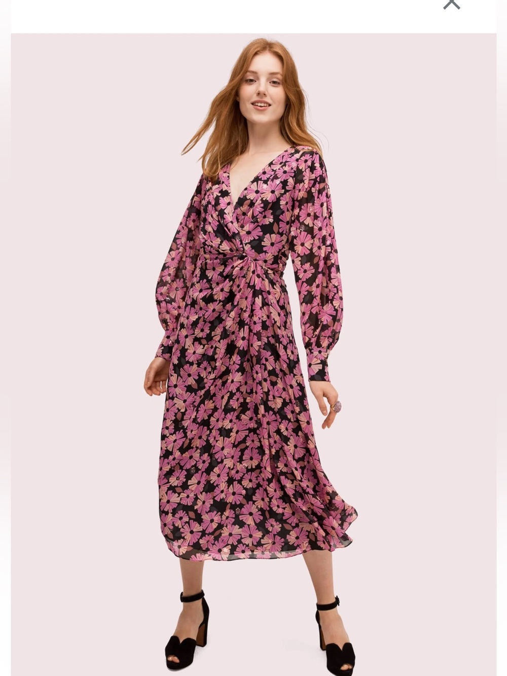 Kate Spade Wallflower chiffon midi floral dress NWOT 6 NEW
